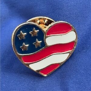 Heart-Shaped American Flag Pin